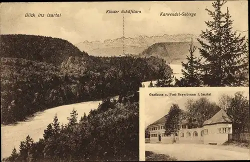 Ak Schäftlarn Oberbayern, Kloster, Gasthaus zur Post Bayerbrunn, Karwendel Gebirge, Isartal