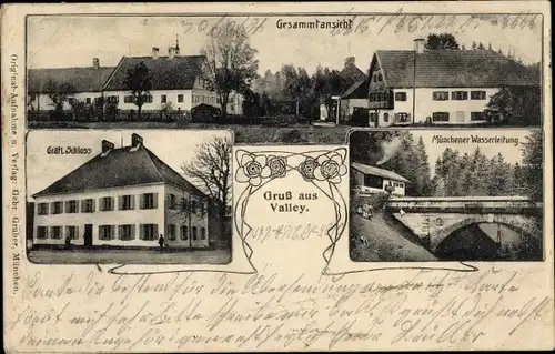 Ak Valley Oberbayern, Münchener Wasserleitung, Schloss, Totalansicht