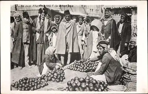 Foto Ak Bagdad Irak, Fruit Market, Obsthändler