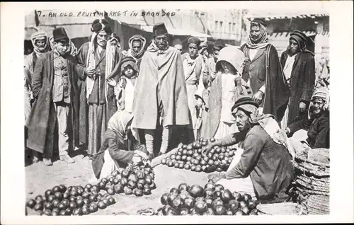 Foto Ak Bagdad Irak, Fruit Market, Obsthändler