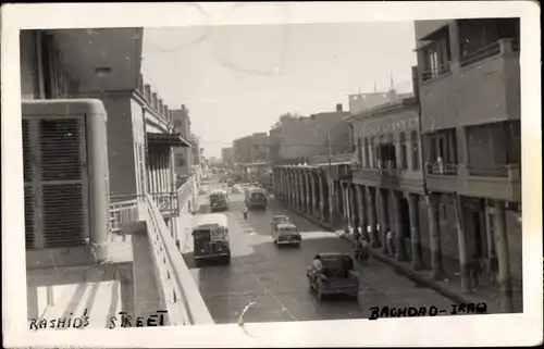 Foto Ak Bagdad Irak, Rashid's Street, Straßenpartie