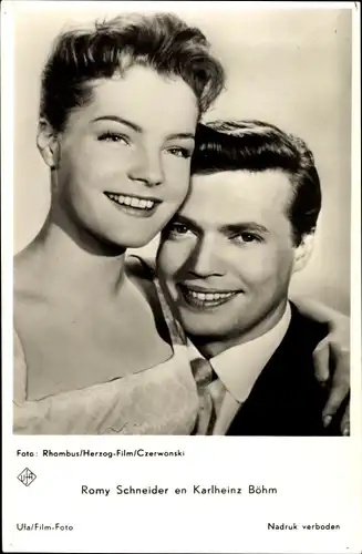 Ak Schauspielerin Romy Schneider, Karl Heinz Böhm, Portrait