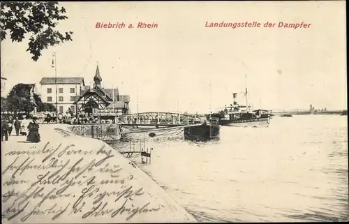 Ak Biebrich am Rhein Wiesbaden, Landungsstelle der Dampfer