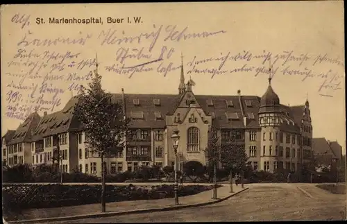 Ak Buer Gelsenkirchen im Ruhrgebiet, Schloss Berge, St. Marienhospital