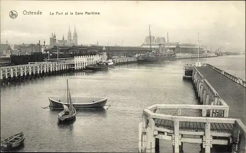 Ak Ostende Westflandern, Le Pont, La Gare Maritime