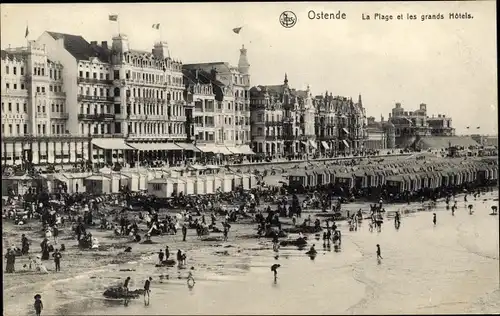 Ak Ostende Westflandern, La Plage, Les Grands Hotels