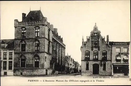 Ak Furnes Veurne Westflandern, L'Ancienne Maison des Officiers espagnols, Le Theatre