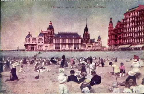 Ak Oostende Ostende Westflandern, la Plage et le Kursaal