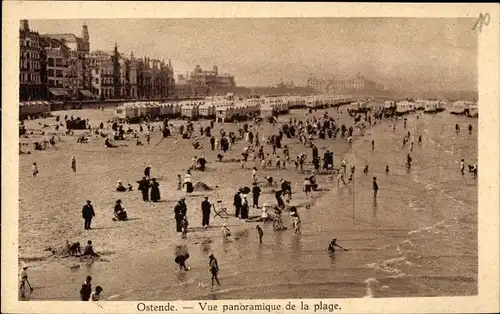 Ak Oostende Ostende Westflandern, Vue panoramique de la plage