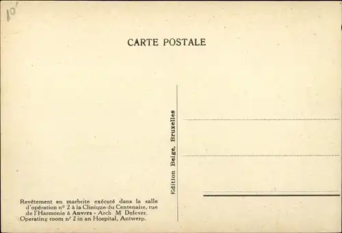 Ak Anvers Antwerpen Flandern, Operating room, Hospital