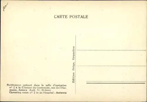 Ak Anvers Antwerpen Flandern, Operating room in an hospital