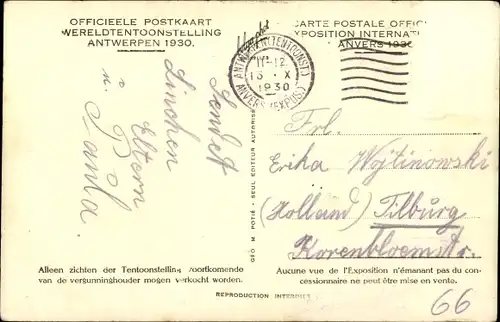 Ak Anvers Antwerpen Flandern, Pavillon des Colonies Francaises