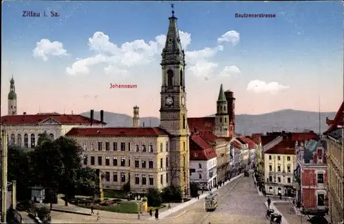 Ak Zittau in der Oberlausitz, Bautzener Straße, Johanneum