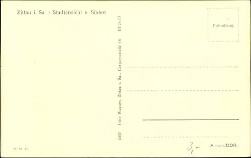 Ak Zittau in der Oberlausitz, Stadtansicht v. Süden