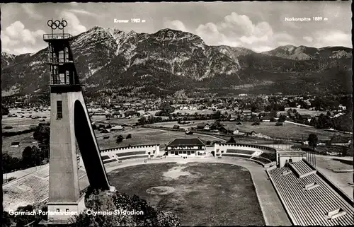 Ak Garmisch Partenkirchen in Oberbayern, Olympia Skistadion, Ort