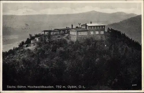 Ak Oybin in der Oberlausitz, Zittauer Gebirge, Hochwald, Hvozd, Hochwaldbauden
