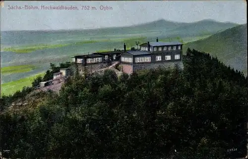 Ak Oybin in der Oberlausitz, Zittauer Gebirge, Hochwald, Hvozd, Hochwaldbauden