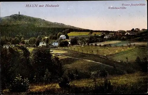 Ak Hain Hayn Oybin Oberlausitz, Franz-Josefs-Höhe mit Hochwald, Wilhelmshöhe