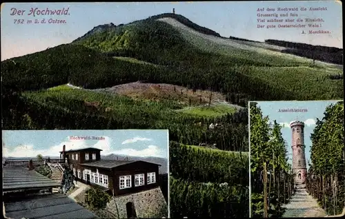 Ak Oybin in der Oberlausitz, Zittauer Gebirge, Hochwald Baude, Aussichtsturm