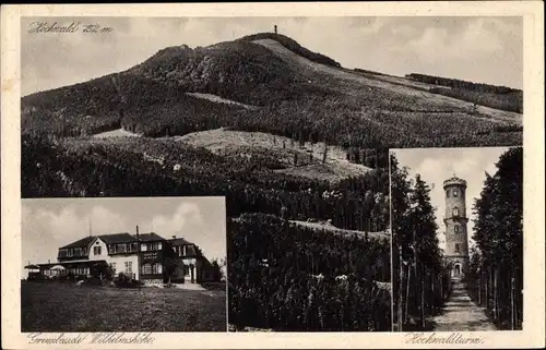 Ak Hain Hayn Oybin Oberlausitz, Grenzbaude Wilhelmshöhe, Aussichtsturm, Hochwald