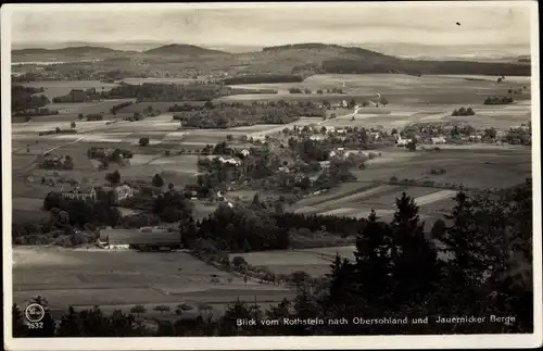 Ak Rothstein Rotstein Reichenbach in der Oberlausitz, Blick über Obersohland und Jauernicker Berge