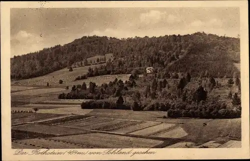 Ak Sohland am Rotstein Reichenbach Oberlausitz, Blick vom Ort zum Rothstein mit Umgebung, Felder