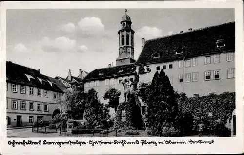 Ak Bad Langensalza in Thüringen, Gustav Ruhland Platz mit Denkmal