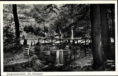 Ak Georgsmarienhütte in Niedersachsen, Am Holsteteich, Wasserfall