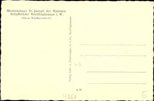 Ak Recklinghausen im Ruhrgebiet, Missionshaus St. Joseph der Maristen-Schulbrüder