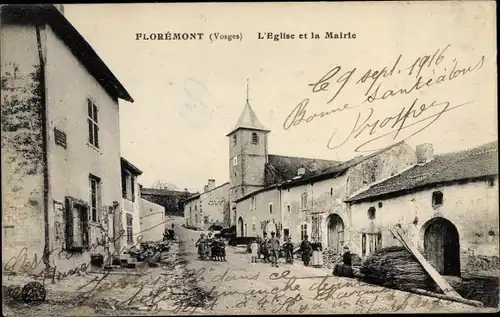 Ak Florémont Vosges, L'Eglise, La Mairie