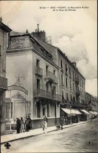 Ak Vichy Allier, La Nouvelle Poste, Rue des Nimes
