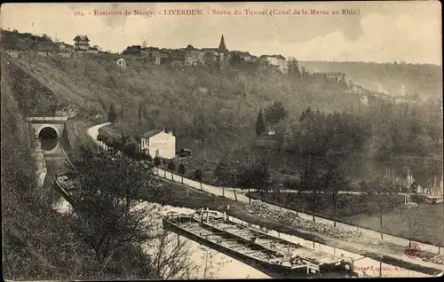 Ak Liverdun Meurthe et Moselle,, Sortie du Tunnel, Canal de la Marne au Rhin
