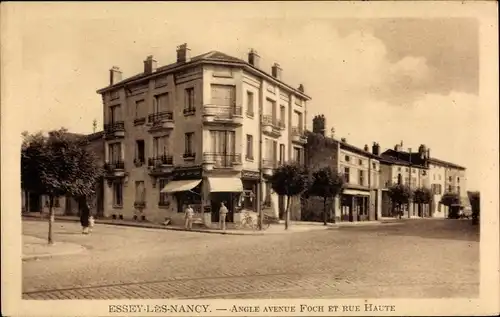 Ak Essey-lès-Nancy Meurthe et Moselle, Angle Avenue Foch et Rue Haute