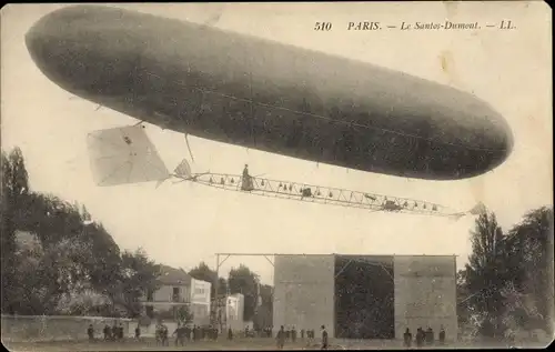 Ak Paris, Le Dirigeable Santos Dumont, französisches Luftschiff