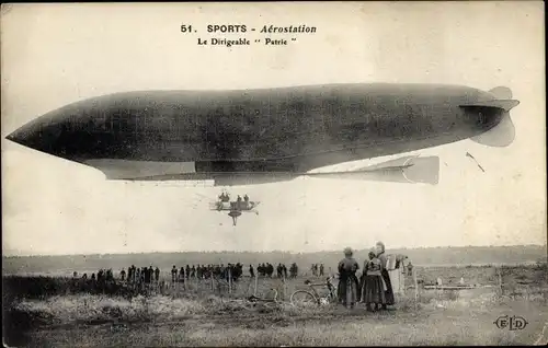 Ak Aerostation, Le Dirigeable Patrie, französisches Luftschiff