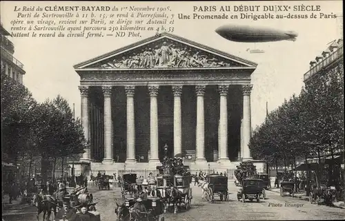 Ak Le Dirigeable Clement Bayard, Une Promenade au dessus de Paris, La Madeleine, Luftschiff