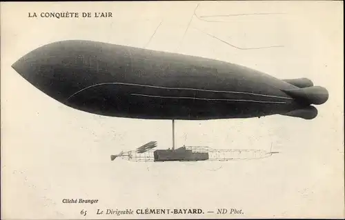 Ak La Conquete de l'Air, Le Dirigeable Clement Bayard, französ. Luftschiff