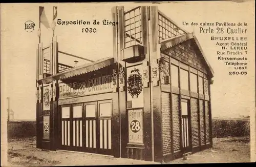 Ak Liège Lüttich Wallonien, Exposition 1930, Un des quinze Pavillons de la Perle 28 Caulier