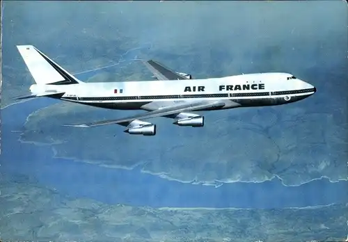 Ak Französisches Passagierflugzeug der Air France, Boeing 747