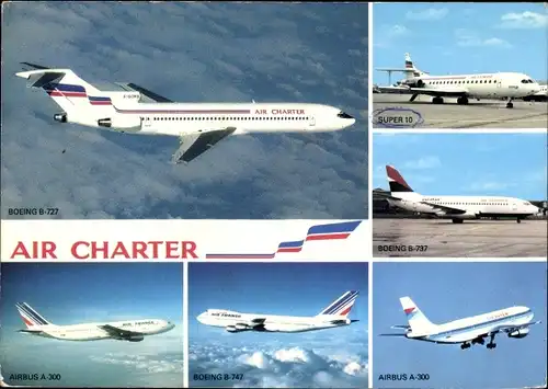 Ak Französisches Passagierflugzeug, Air Charter, Air France, Airbus A 300, Boeing B 737