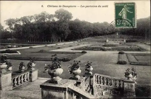 Ak Dampierre Yvelines, Le Chateau, Les parterres du midi