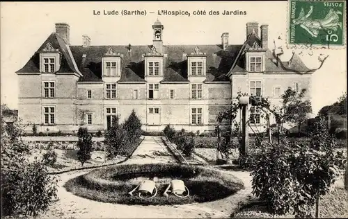 Ak Le Lude Sarthe, L'Hospice, cote des Jardins
