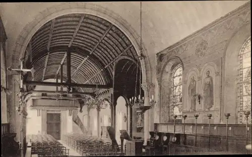 Ak Saint Gatien des Bois Calvados, Eglise restauree, La Nef