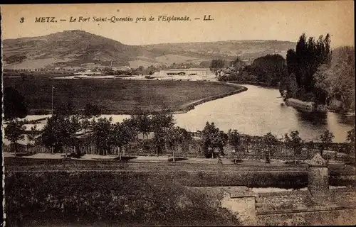 Ak Metz Moselle, Le Fort Saint Quentin pris de l'Esplanade