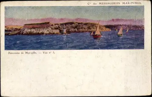 Künstler Ak Marseille Bouches du Rhône, vue generale, Cie. des Messageries Maritimes