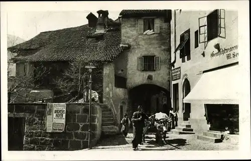 Ak Meran Merano Südtirol, Rinderkarren, Geschäft, Altstadt