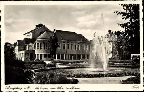 Ak Kaliningrad Königsberg Ostpreußen, Anlagen am Schauspielhaus, Fontäne