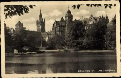 Ak Kaliningrad Königsberg Ostpreußen, Blick über den Schlossteich