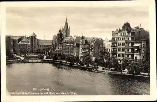 Ak Kaliningrad Königsberg Ostpreußen, Schloss, Schlossteich Promenade