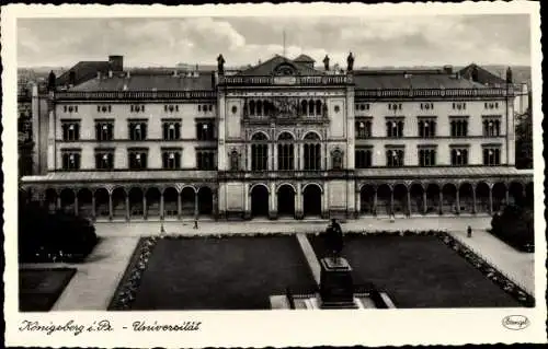 Ak Kaliningrad Königsberg Ostpreußen, Universität, Parkanlagen mit Denkmal